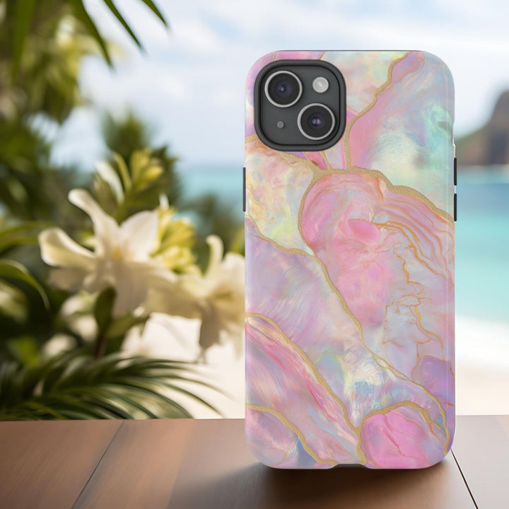 Tough Dual Layer Phone Case | Pink Sand Iridescent Design for iPhone & Samsung