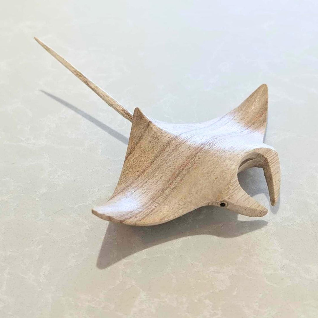 Hand Carved Wooden Manta Ray Wall Art, Coastal Decor