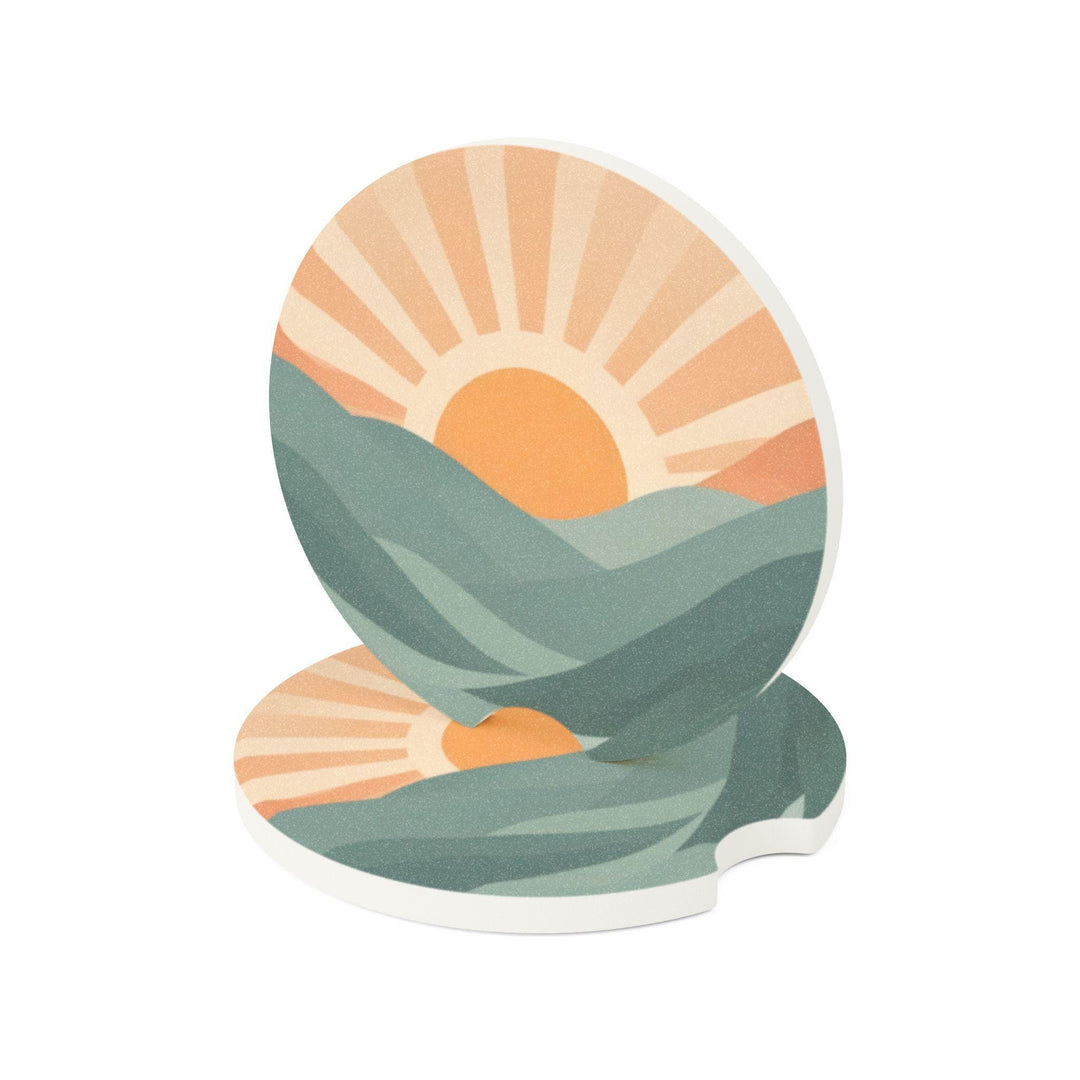 Retro Car Coasters - Mid-Century Sunset, Absorbent Soapstone