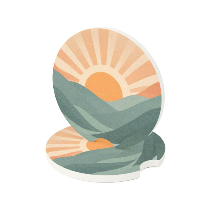 Retro Car Coasters - Mid-Century Sunset, Absorbent Soapstone