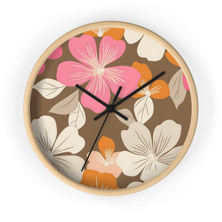 Hawaiian Flower Lei Tropical Wall Clock | Silent Quartz Floral Print Decor | Beach House & Coastal Gift