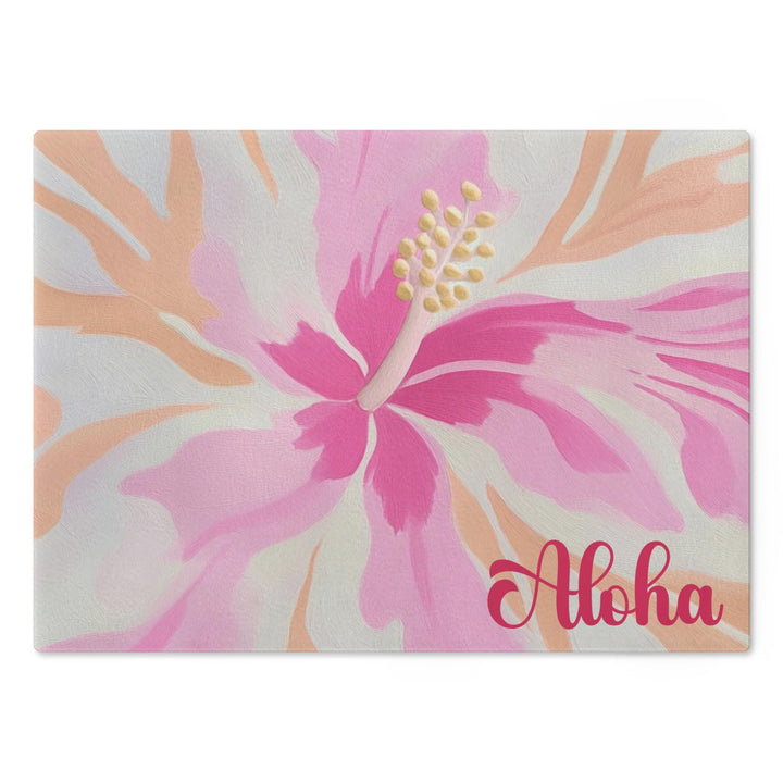 Hibiscus Tempered Glass Cutting Board | Coastal Charcuterie Platter