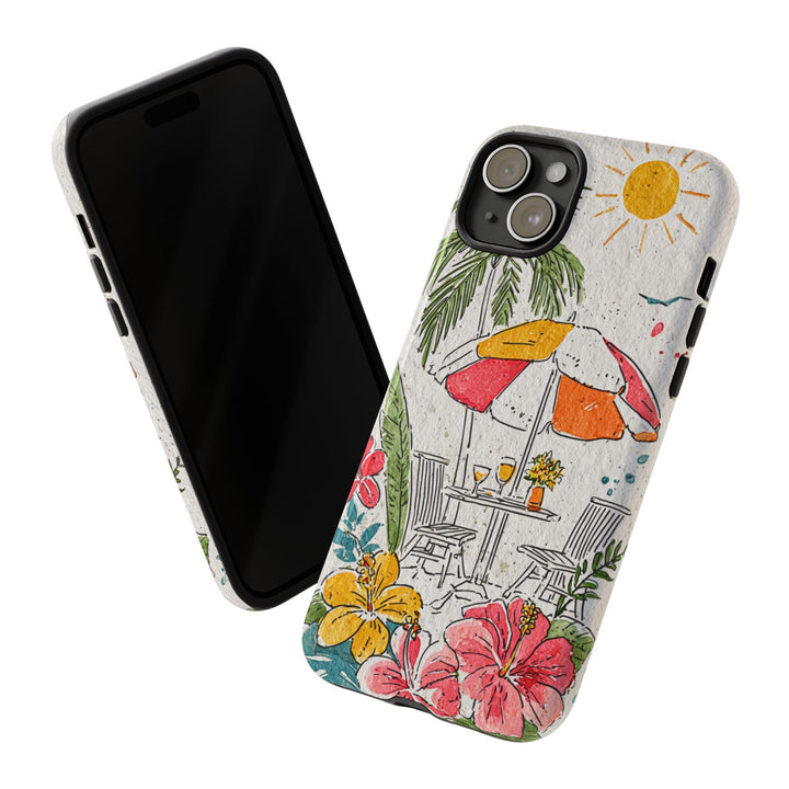 Tough Phone Case – Summer Phone Case With Tropical Watercolor Art & Durable Protection