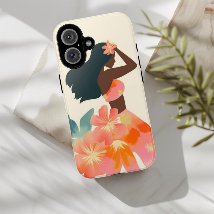 Tough Dual Layer Phone Case | Abstract Hula Girl Design for iPhone & Samsung