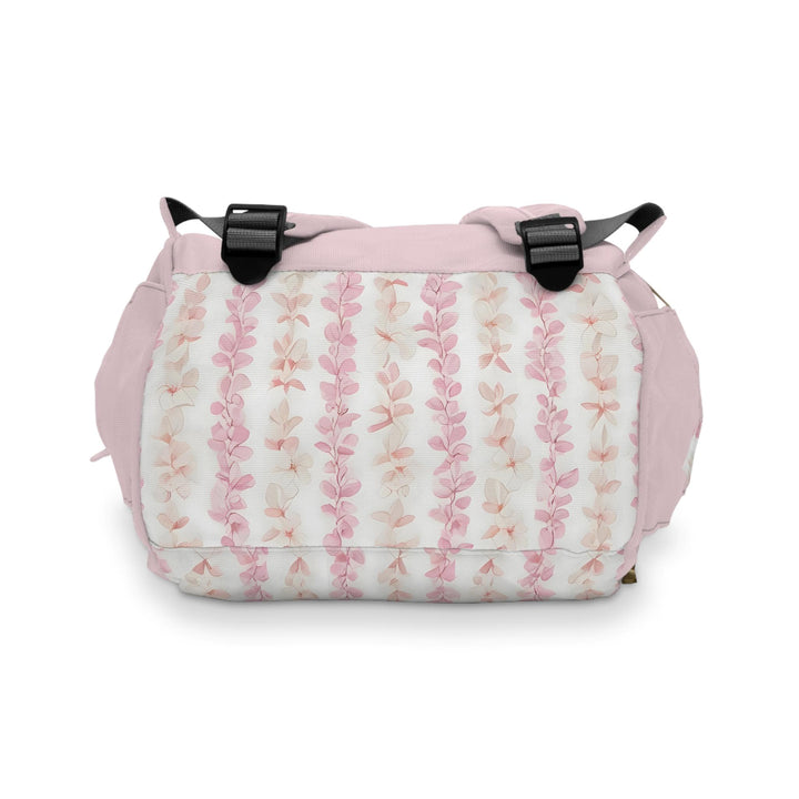 Pink Diaper Bag Backpack, Soft Plumeria Lei Floral Print