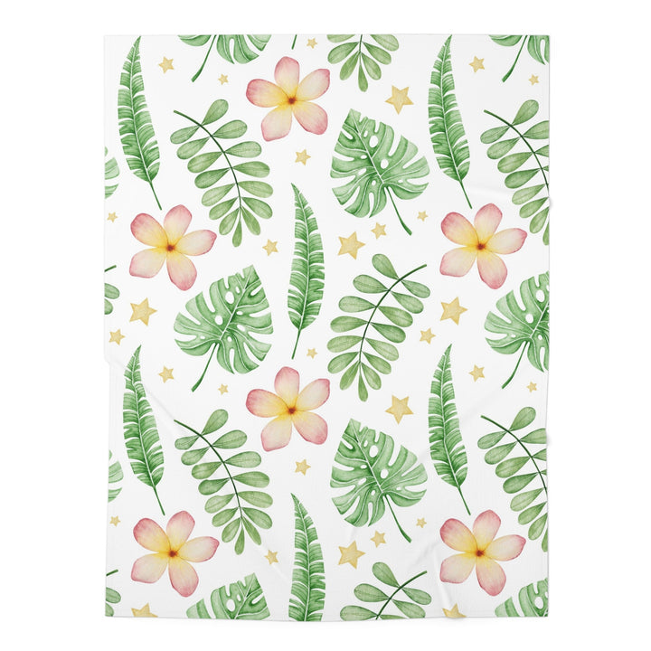 Baby Swaddle Blanket - Tropical Plumeria & Monstera Leaf Wrap, Soft Breathable Fabric