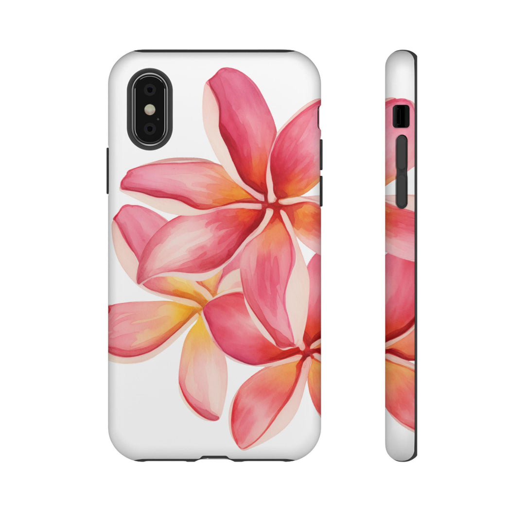 Tough Dual Layer Phone Case | Pink Plumeria Floral Design for iPhone & Samsung