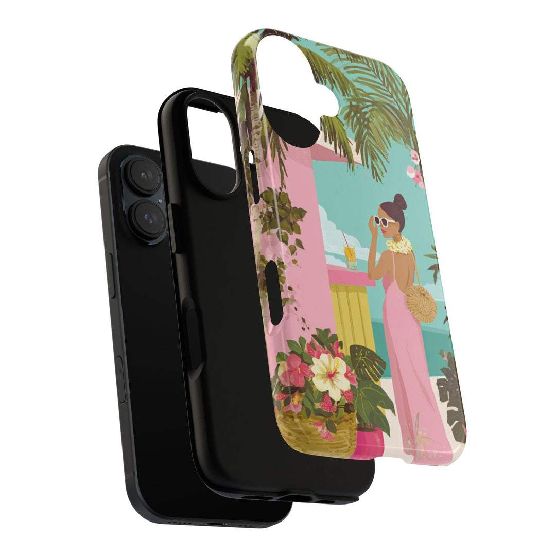 Tough Dual Layer Phone Case | Preppy Tropical Print for iPhone & Samsung