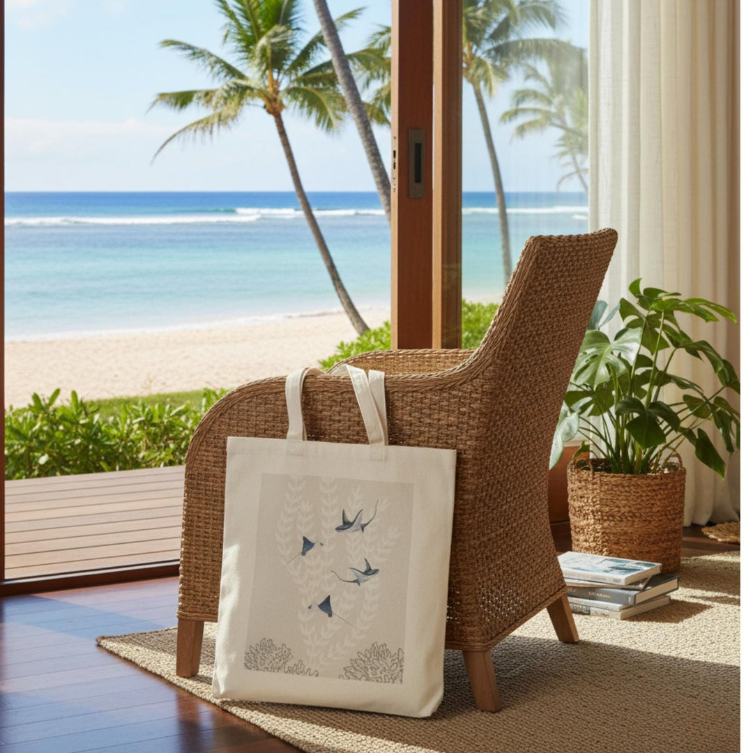 Eagle Ray 15"x16" Canvas Tote - Heavy-Duty Eco-Friendly Coastal Market Bag