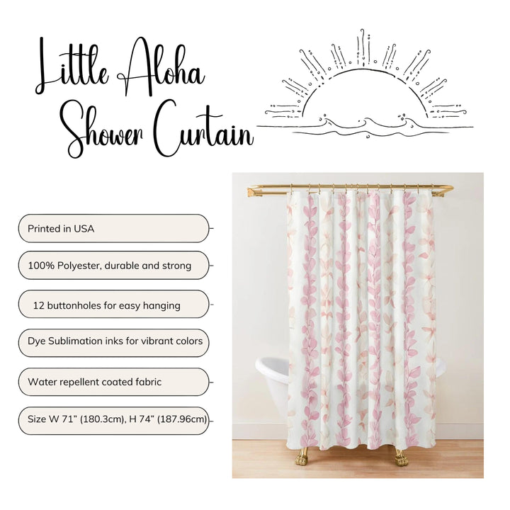 Floral Shower Curtain - Tropical Island Decor | Waterproof Boho Chic Bathroom