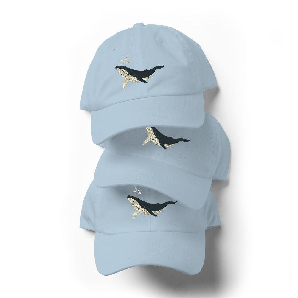 Embroidered Humpback Whale Dad Hat | Chino Cotton Coastal Baseball Cap