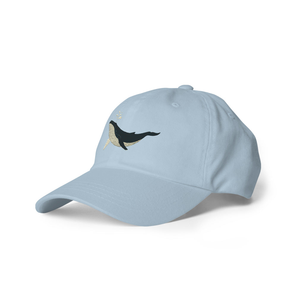 Embroidered Humpback Whale Dad Hat | Chino Cotton Coastal Baseball Cap
