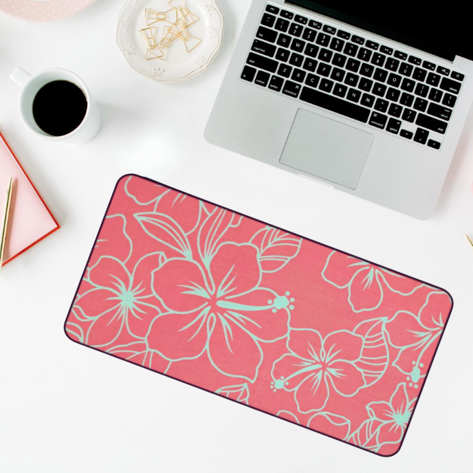 Hawaiian Hibiscus Desk Mat | Anti-Slip Neoprene Home Office Mouse Pad