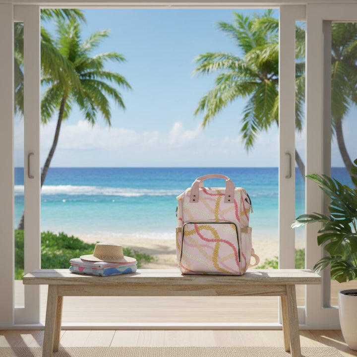 Hawaiian Lei Diaper Bag, Stylish Floral Backpack With Adjustable Straps