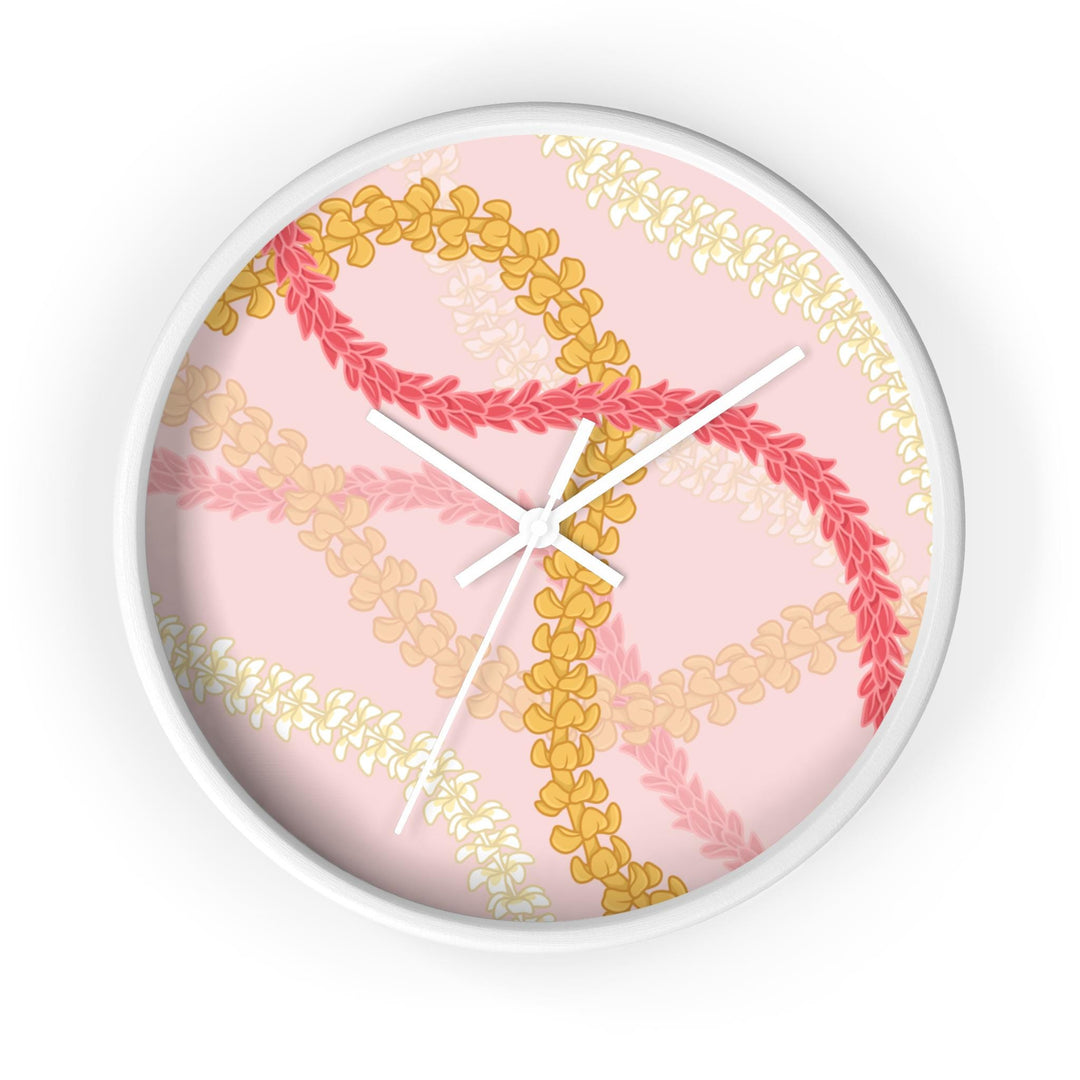 Hawaiian Flower Lei Wall Clock | Silent Quartz Movement & Coastal Floral Decor