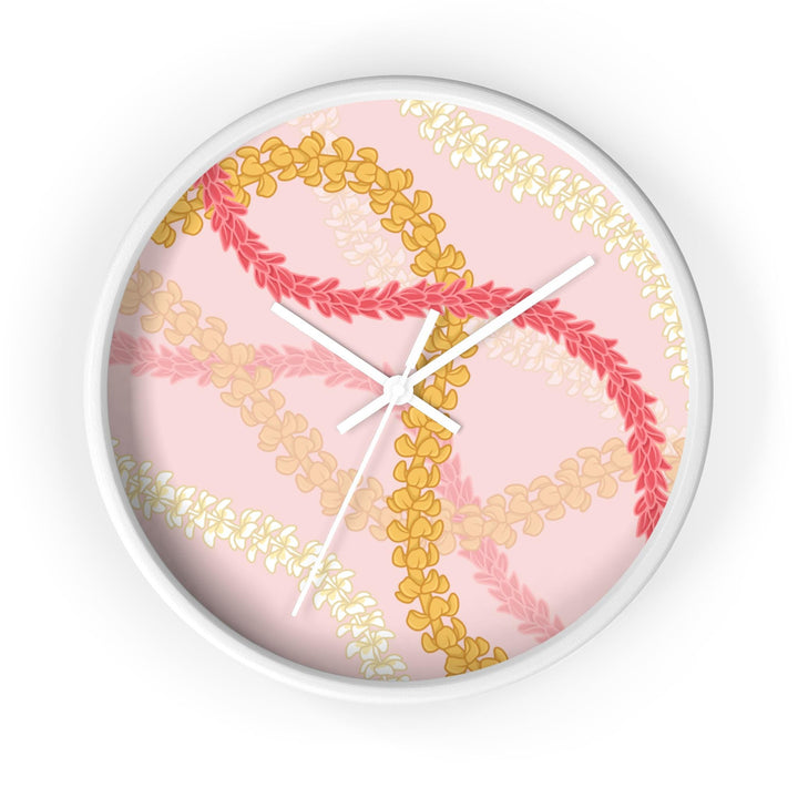 Hawaiian Flower Lei Wall Clock | Silent Quartz Movement & Coastal Floral Decor