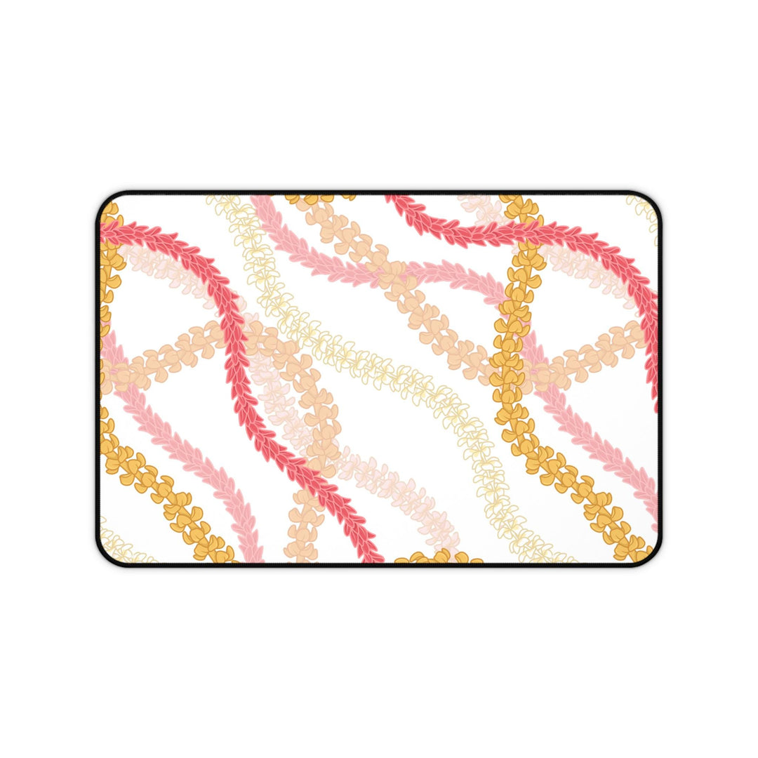 Plumeria Lei Desk Mat - Anti-Slip Neoprene Large Mouse Pad