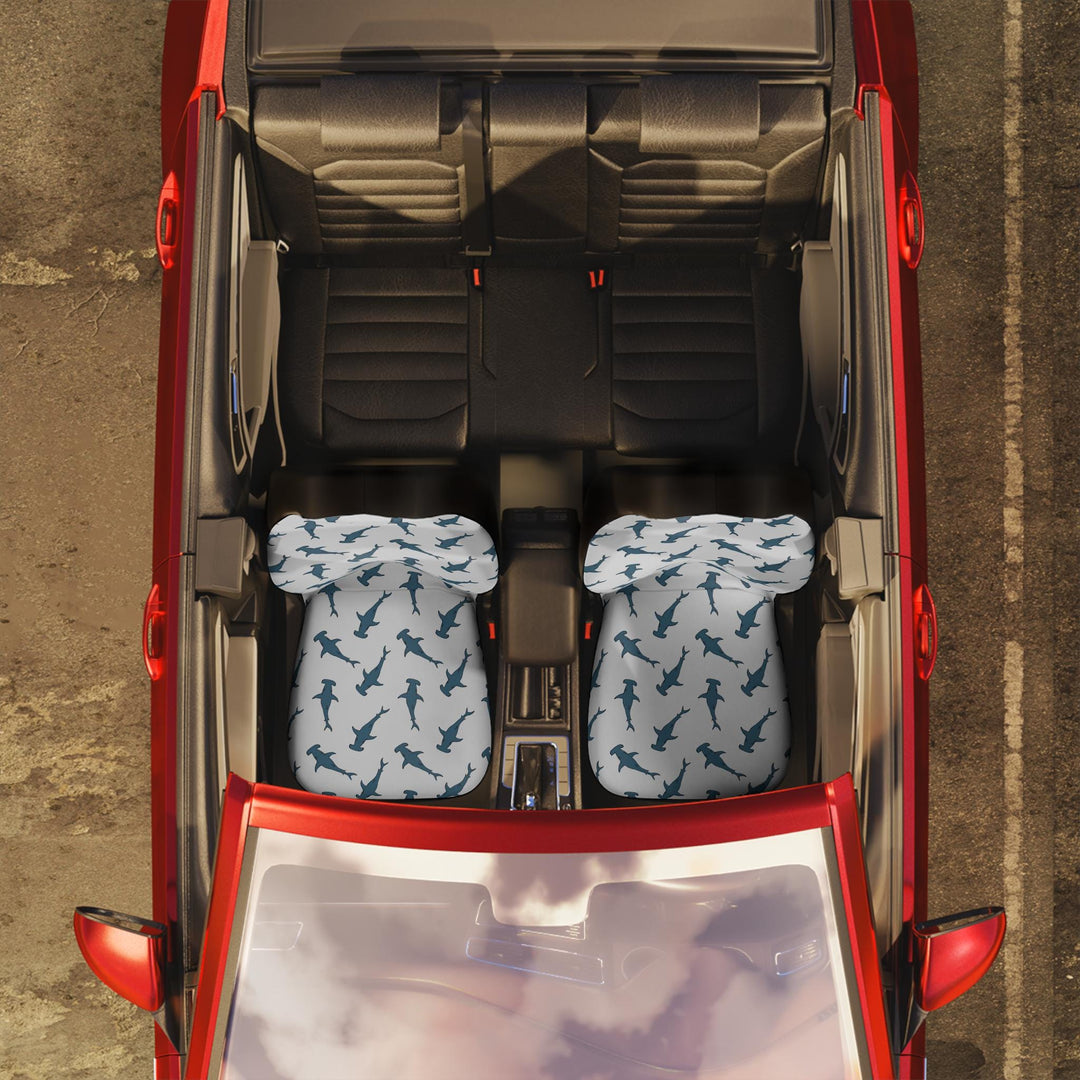 Hammerhead Shark Car Seat Covers - Universal Fit, Abstract Coastal Surf Design