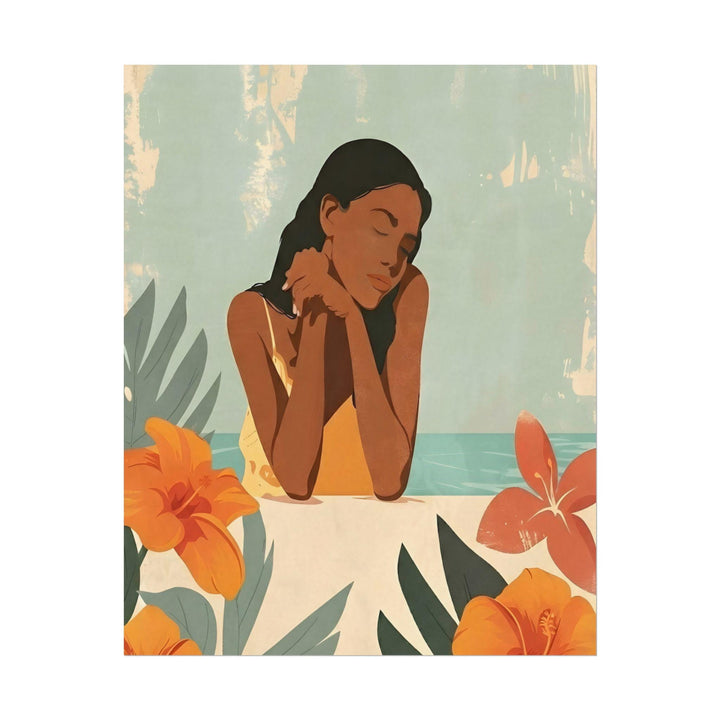 Vintage Hawaiian Island Girl Poster | Retro Coastal Wall Art Print