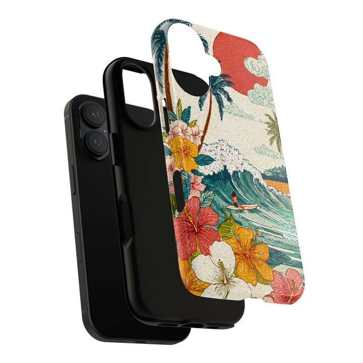 Tough Dual Layer Phone Case | Surfer Girl Beach Art for iPhone & Samsung