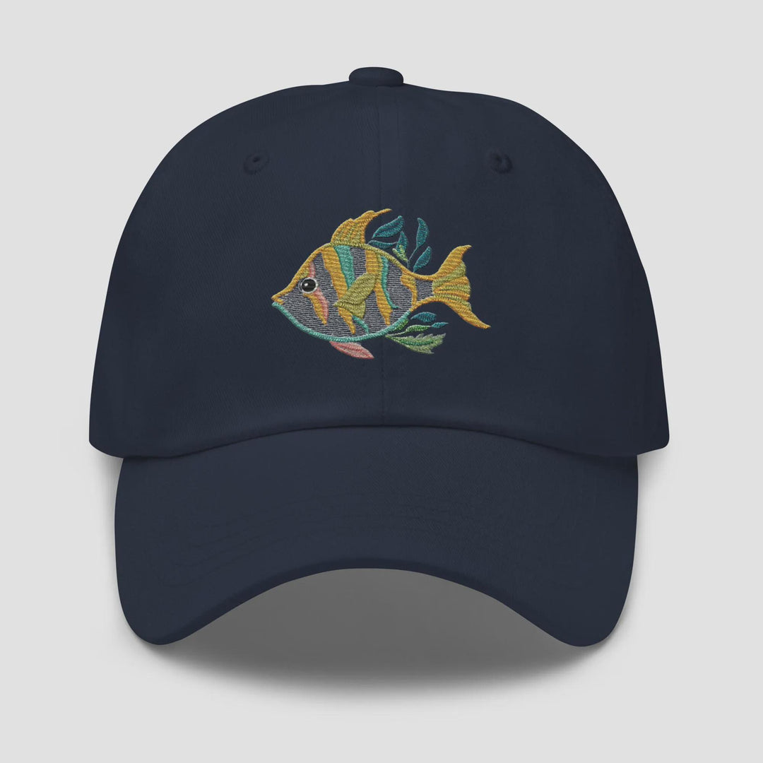 Tropical Fish Embroidered Dad Hat | Chino Cotton Twill Ocean Life Cap