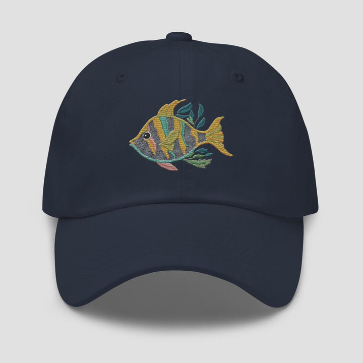 Tropical Fish Embroidered Dad Hat | Chino Cotton Twill Ocean Life Cap