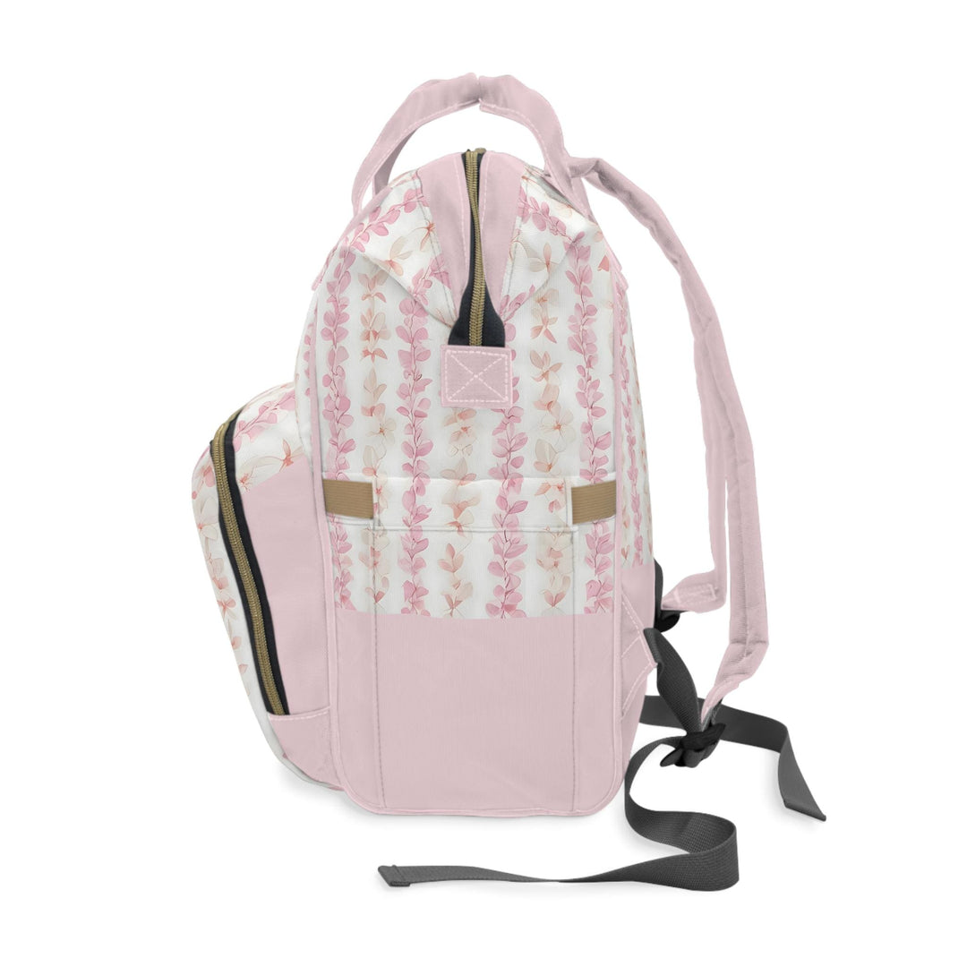 Pink Diaper Bag Backpack, Soft Plumeria Lei Floral Print