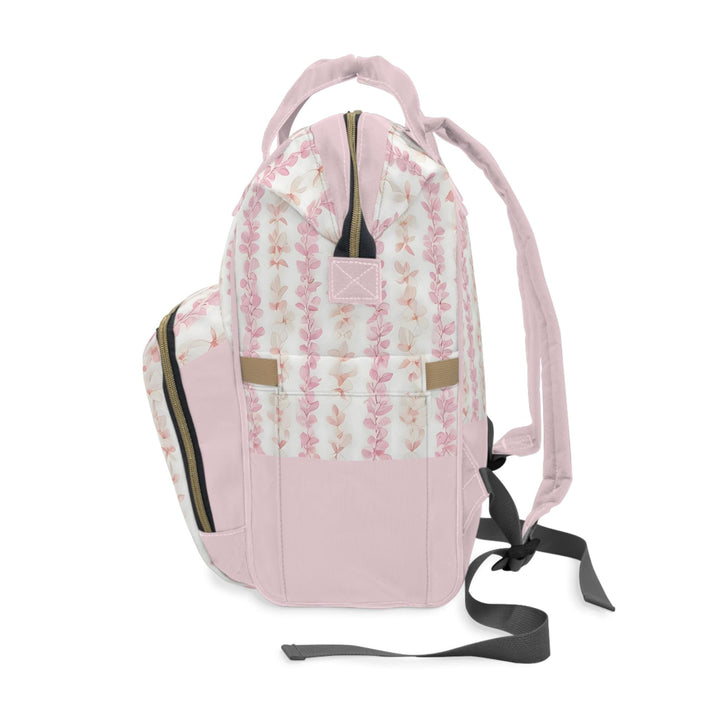 Pink Diaper Bag Backpack, Soft Plumeria Lei Floral Print