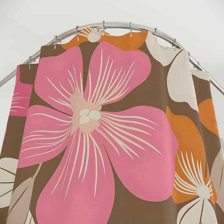 Freshwater Beach Floral Boho Shower Curtain | Vintage Tropical Waterproof Decor