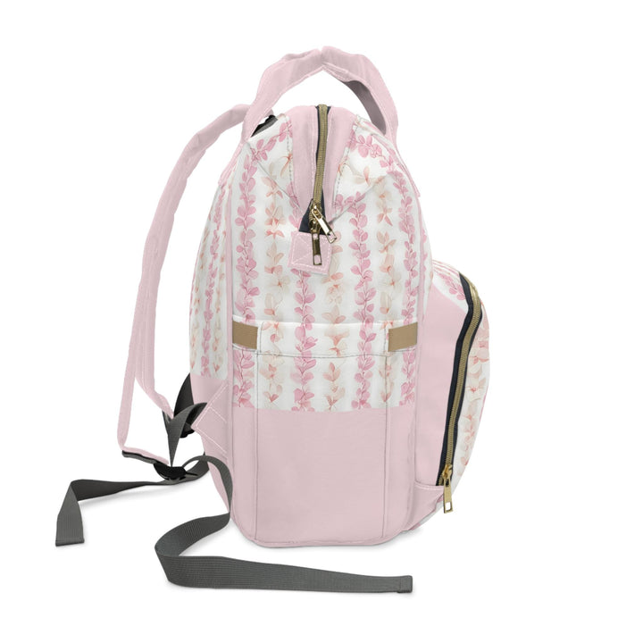 Pink Diaper Bag Backpack, Soft Plumeria Lei Floral Print