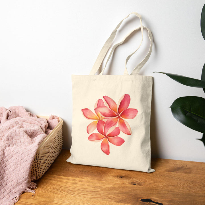 Plumeria 15"x16" Canvas Market Tote | Heavy-Duty Cotton & Eco-Friendly