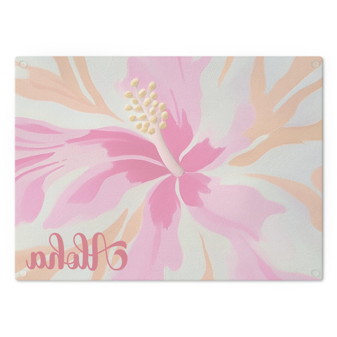 Hibiscus Tempered Glass Cutting Board | Coastal Charcuterie Platter