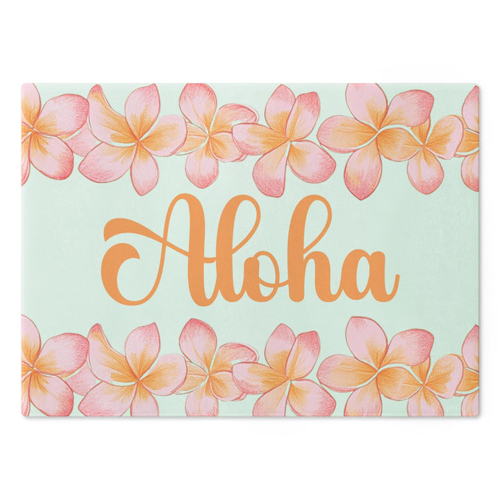 Plumeria Tempered Glass Cutting Board | Hawaiian Charcuterie Serving Tray