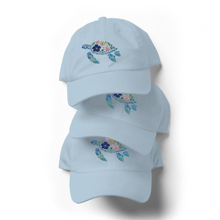Embroidered Sea Turtle Dad Hat | Chino Cotton Coastal Baseball Cap