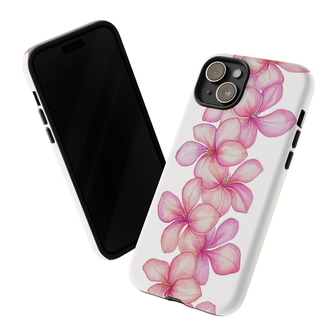 Tough Dual Layer Phone Case | Pink Plumeria Floral Design for iPhone & Samsung