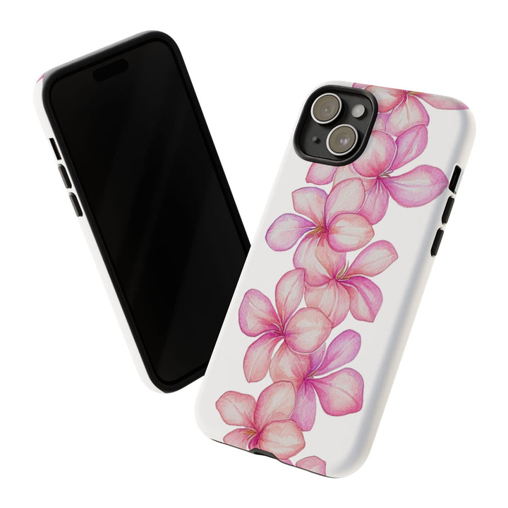 Tough Dual Layer Phone Case | Pink Plumeria Floral Design for iPhone & Samsung