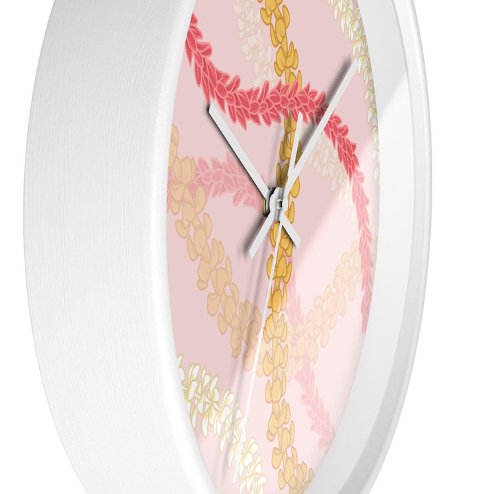 Hawaiian Flower Lei Wall Clock | Silent Quartz Movement & Coastal Floral Decor