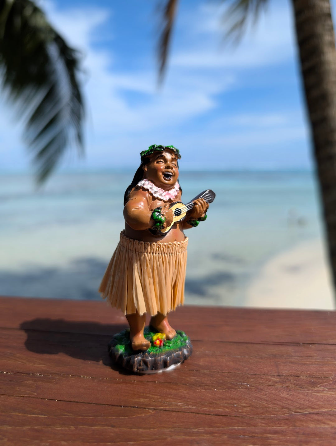 Hawaiian Dashboard Hula Doll Set (2) | Hand Painted Grass Skirt Tropical Car Decor