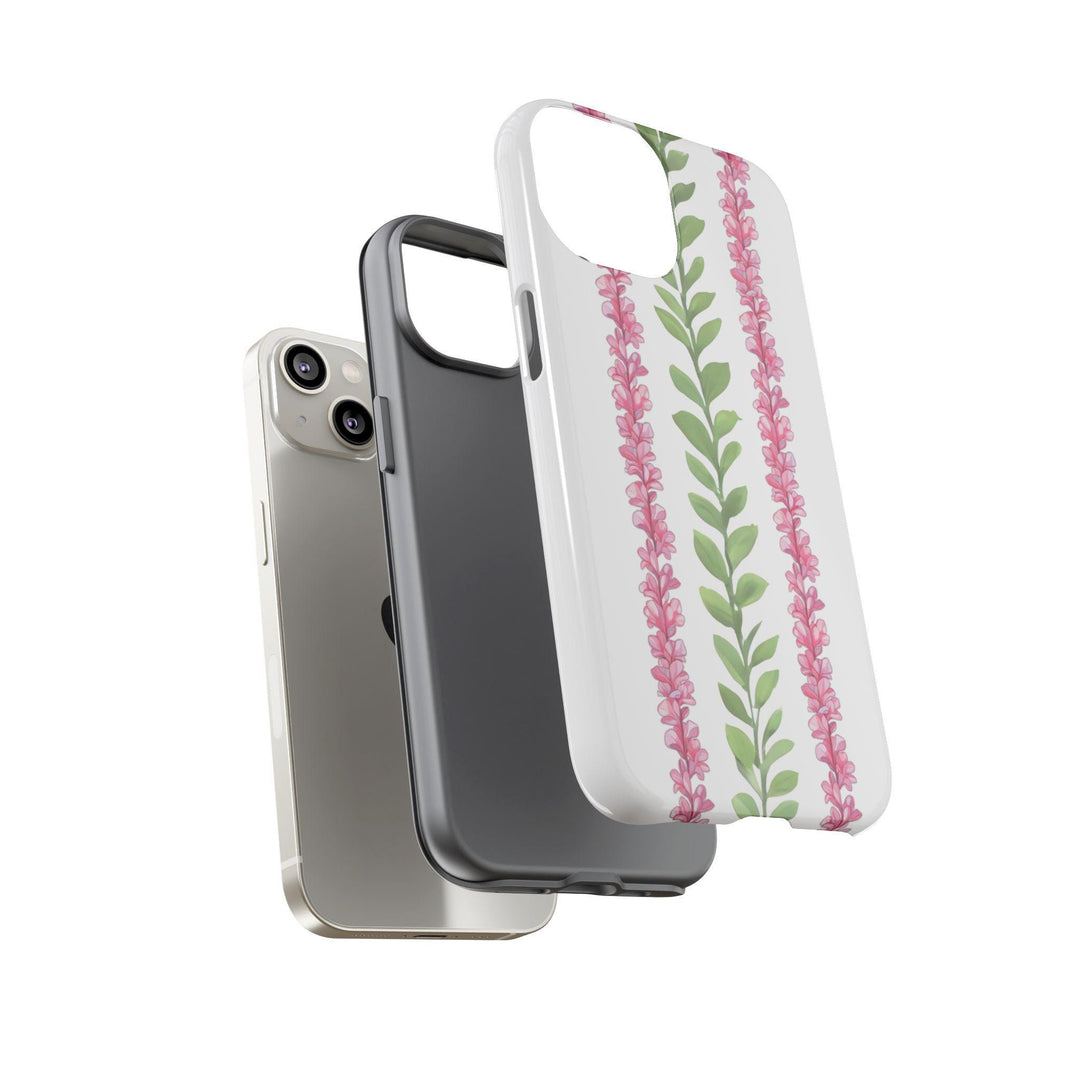 Tough Dual Layer Phone Case | Pink Plumeria Floral Design for iPhone & Samsung