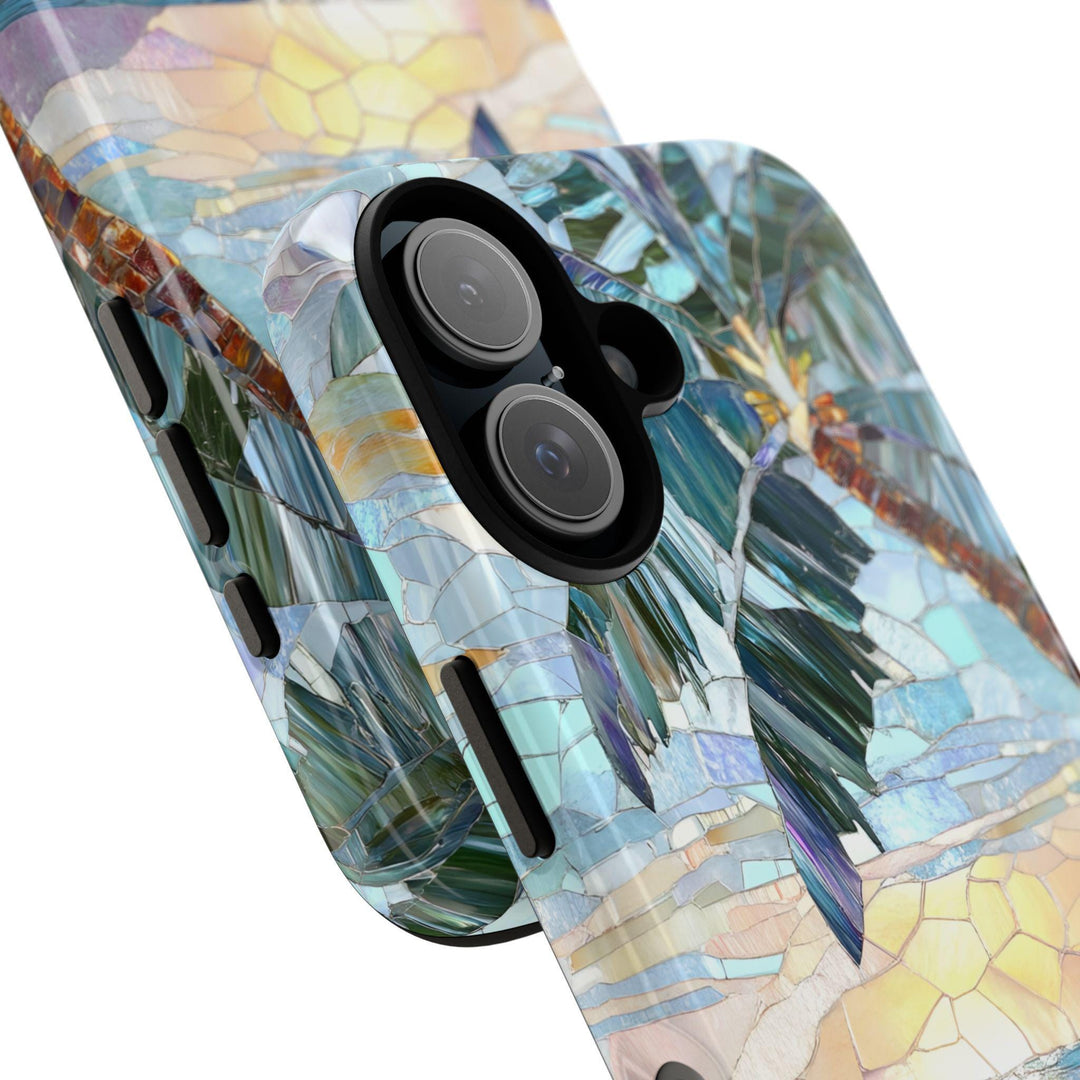 Tough Dual Layer Phone Case | Abstract Stained Glass Coastal Design for iPhone & Samsung