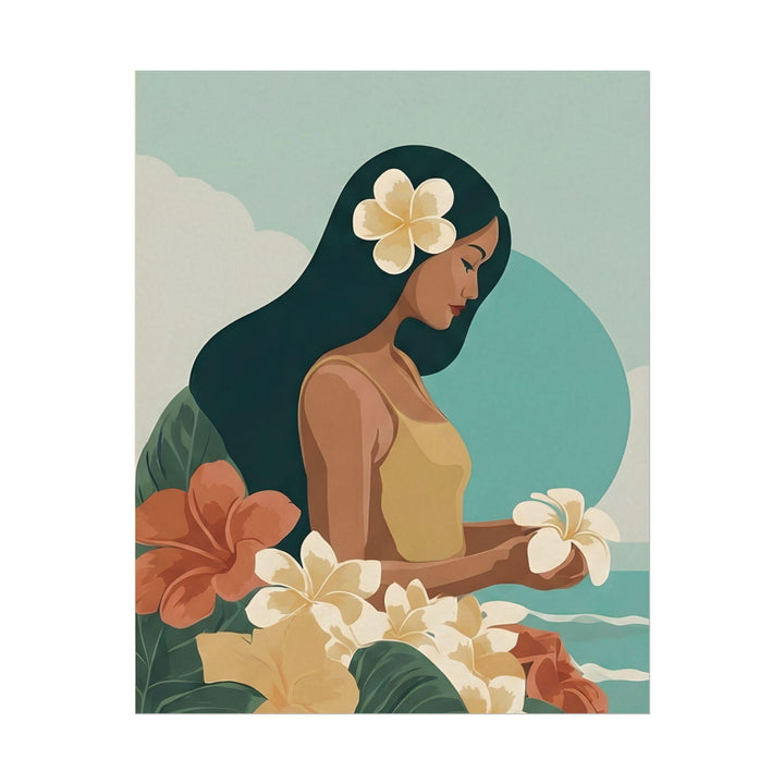 Vintage Hawaiian Coastal Art Print | Tropical Floral Watercolor Poster