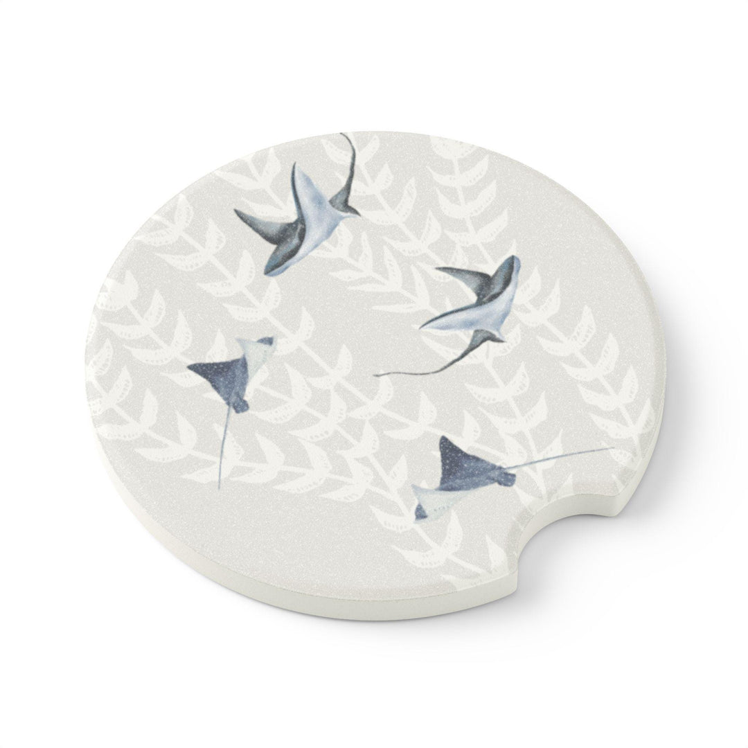 Ocean Stingray Car Coasters (Set of 2) | Natural Soapstone Absorbent Cup Holder Inserts