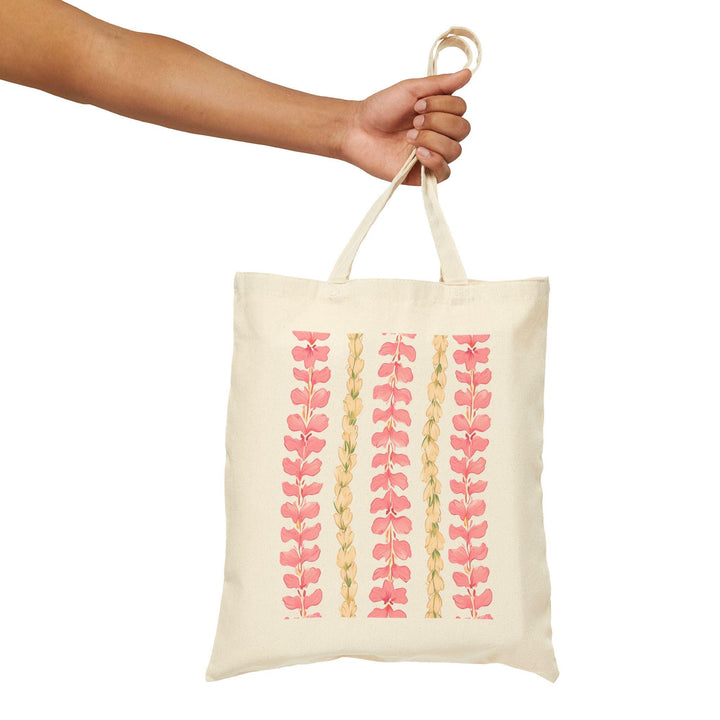 Floral Lei Vertical 15"x16" Canvas Tote - Heavy-Duty Eco-Friendly Market Bag