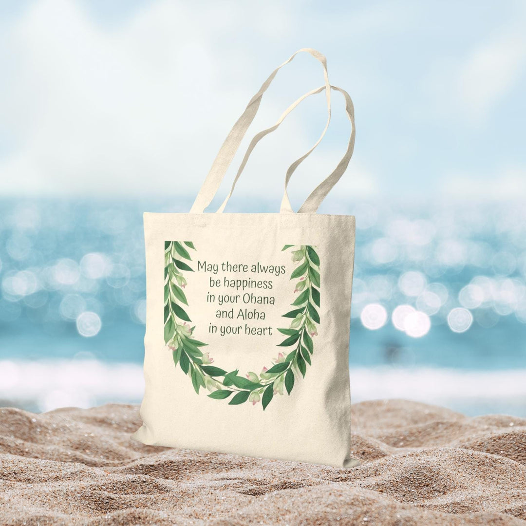 "Aloha Blessing" 16"x15" Canvas Tote - Heavy-Duty Cotton Gift Market Bag