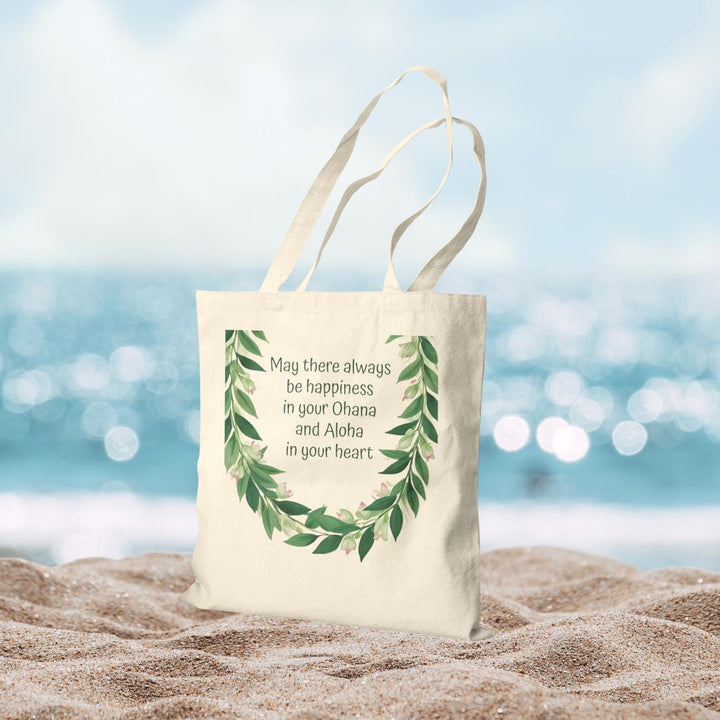 "Aloha Blessing" 16"x15" Canvas Tote - Heavy-Duty Cotton Gift Market Bag