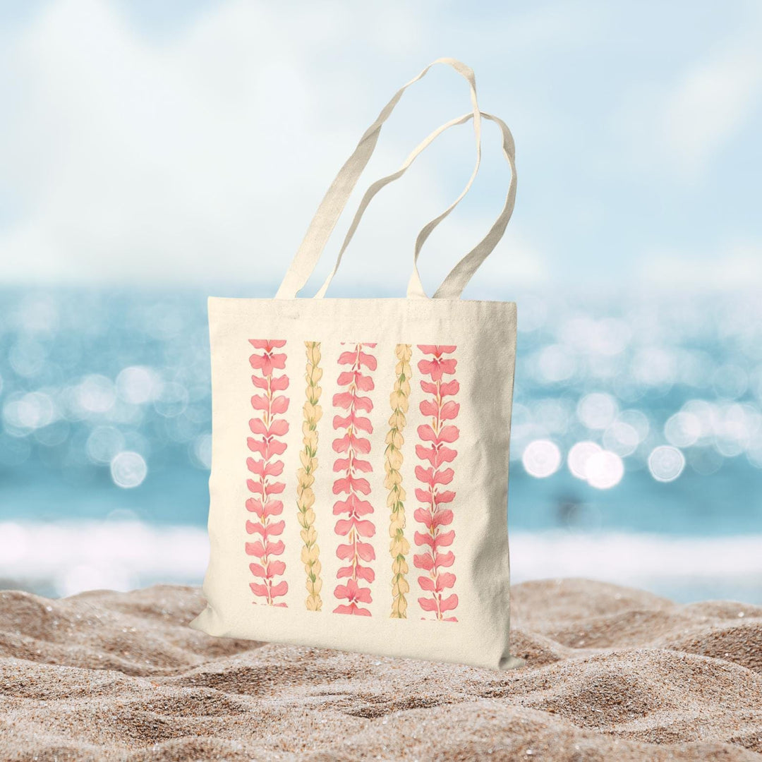 Floral Lei Vertical 15"x16" Canvas Tote - Heavy-Duty Eco-Friendly Market Bag