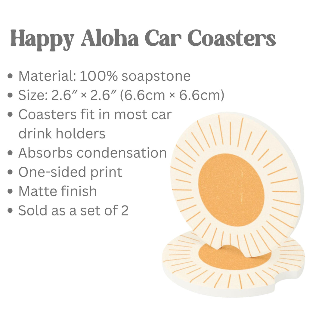 Retro Boho Sun Car Coasters: Soapstone, Set of 2