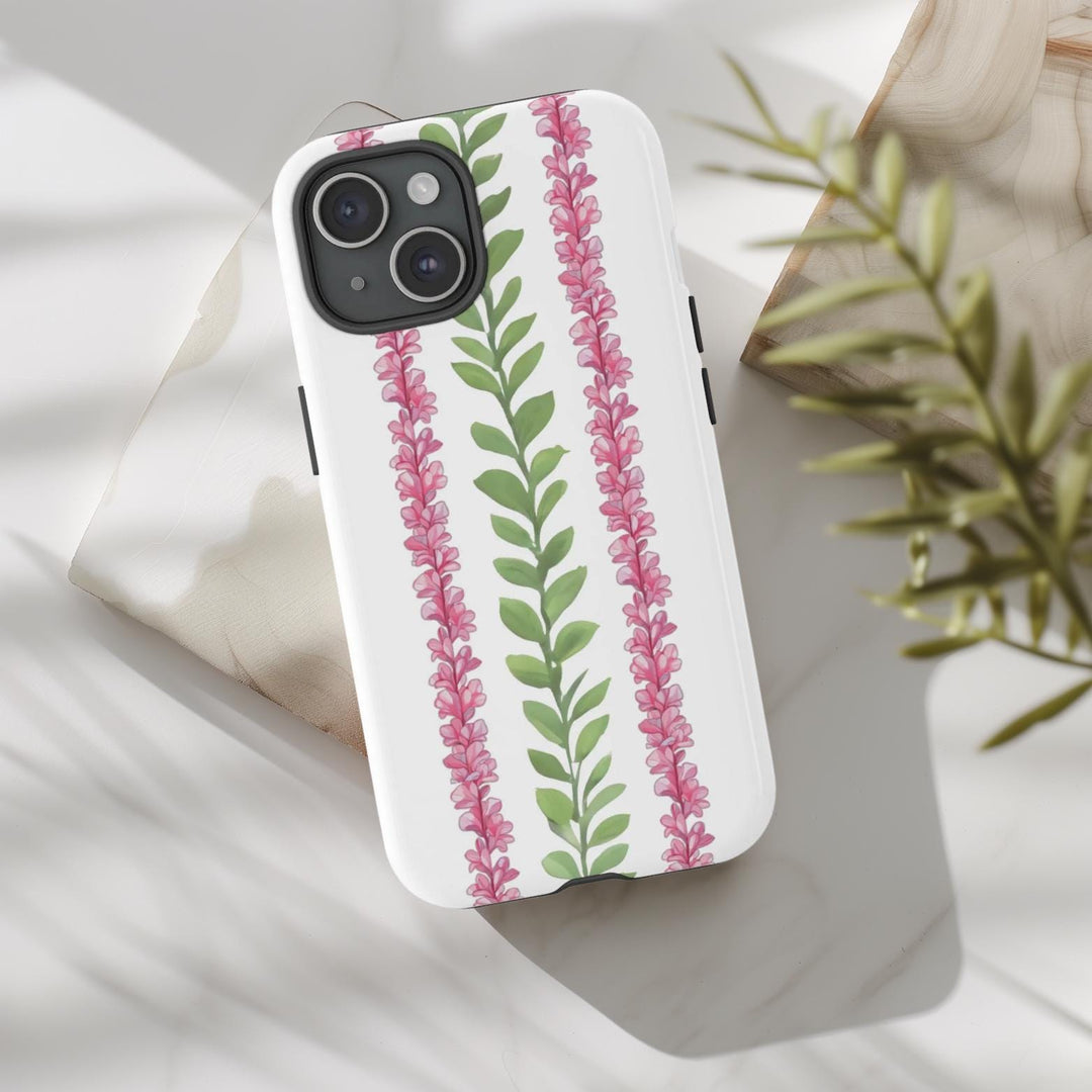 Tough Dual Layer Phone Case | Pink Plumeria Floral Design for iPhone & Samsung