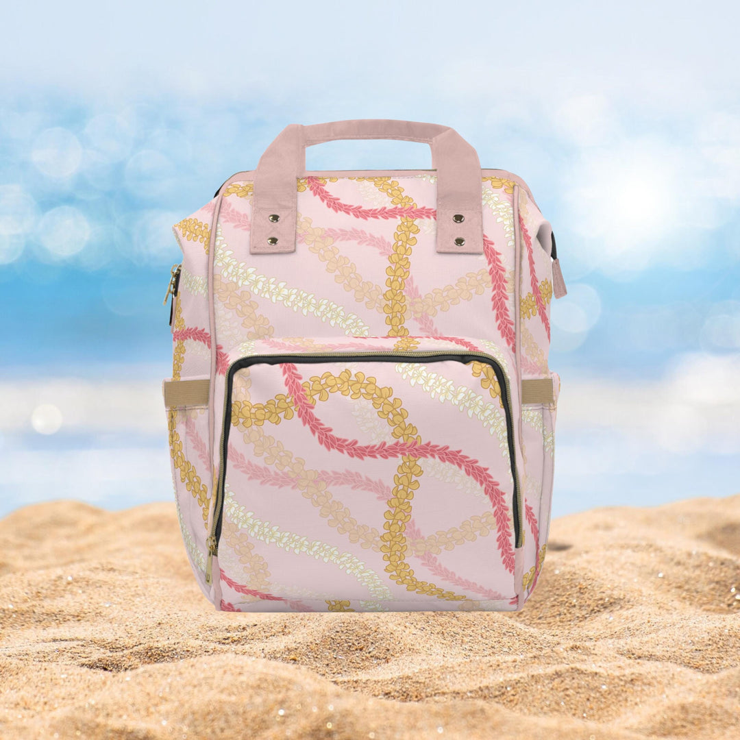 Hawaiian Lei Diaper Bag, Stylish Floral Backpack With Adjustable Straps