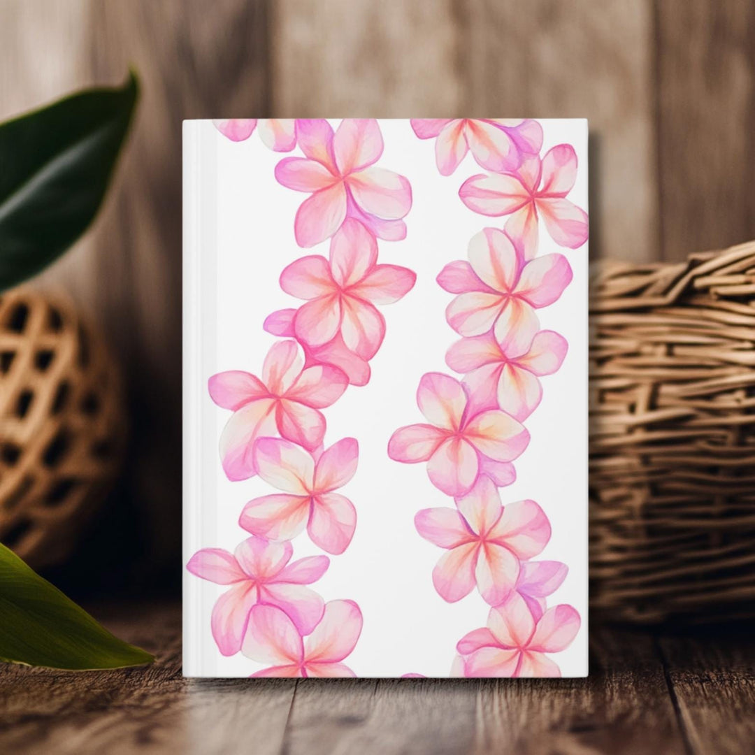 Plumeria Flower Lei Hardcover Gratitude Journal | 150 Lined Pages & Pink Floral Notebook
